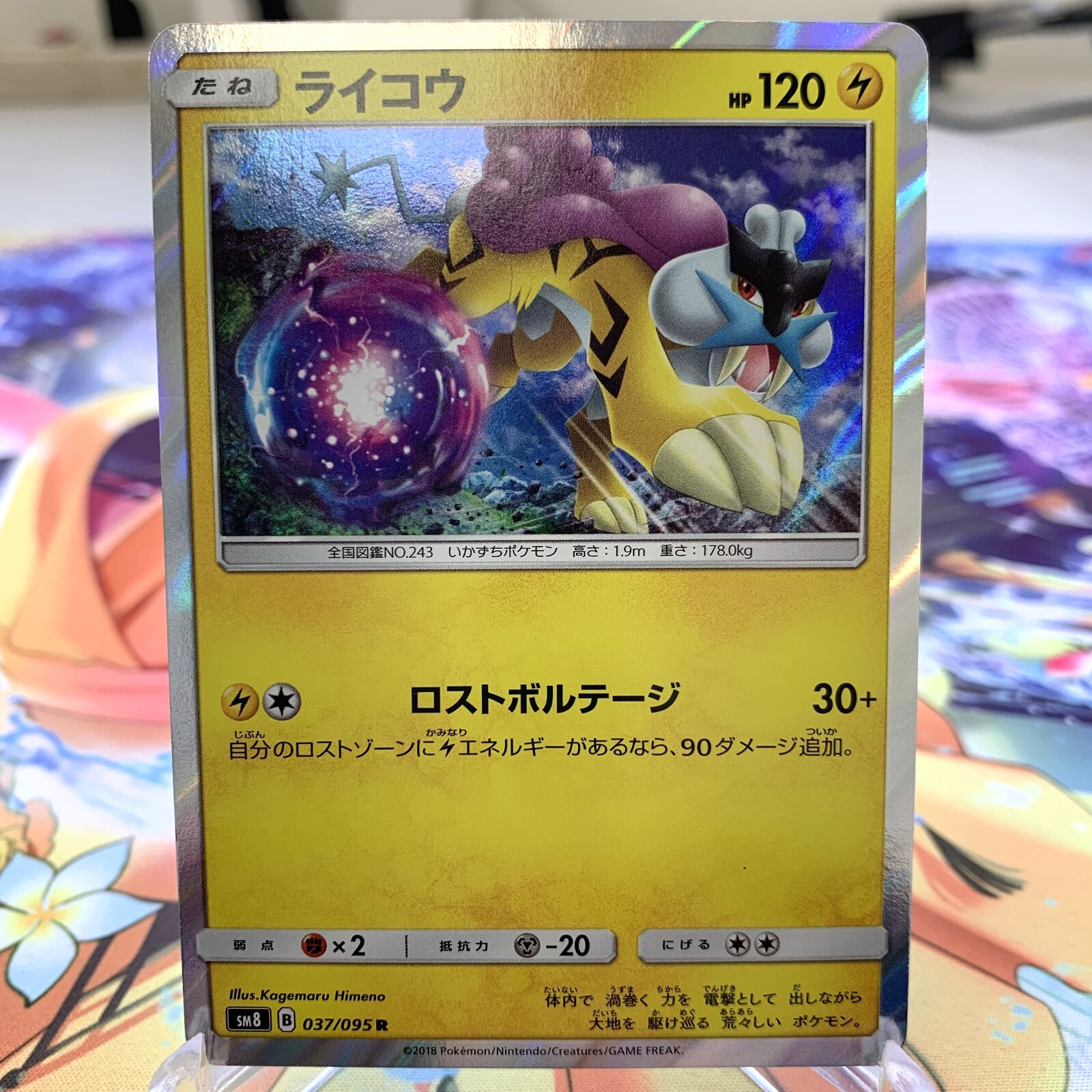 Raikou 037/095 R Holo sm8 Japanese Pokemon Card ~ MP
