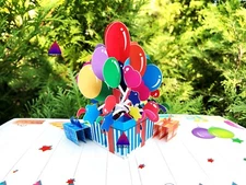 3D Pop Up Greeting Card Balloon Birthday Congrats Congratulations Graduation