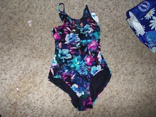 NWT TIME TRU Multicolor One Piece Bathing Suit Swimsuit S 4/6