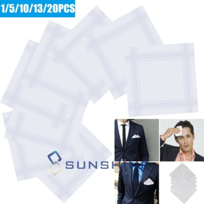 Bulks Men Handkerchiefs Classic Hankies Cotton Hanky Pocket Square Perfect Gift