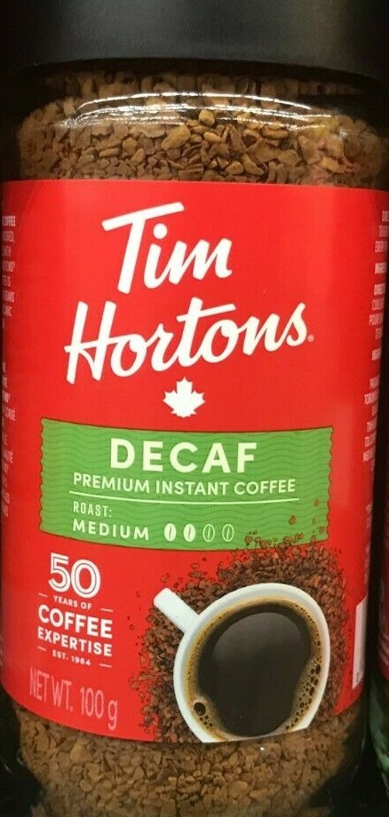 TIM HORTONS DECAF PREMIUM INSTANT COFFEE MEDIUM 100g FROM CANADA