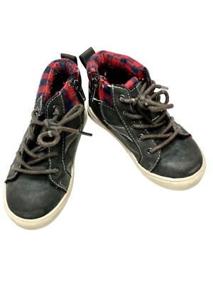 Genuine Kids Youth Boys Boots Shoes Size 9 Gray Hi Top Shoes Side Zipper