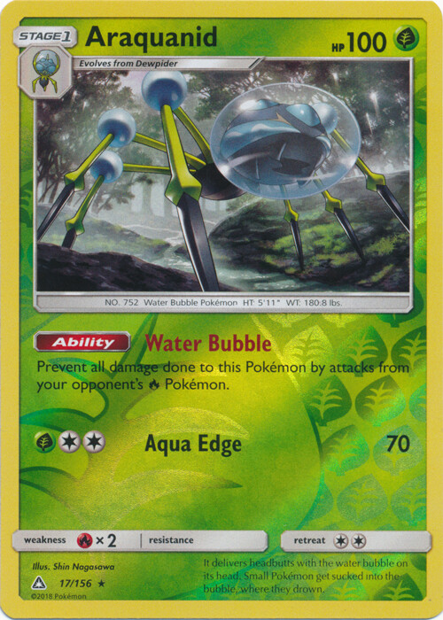 x1 Araquanid - 17/156 - Rare - Reverse Holo Pokemon SM5 Ultra Prism M/NM