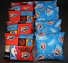 OKLAHOMA THUNDER NBA TEAMS 8 ACA BEAN BAGS/ BAGGO TOSS  Quality Handmade!