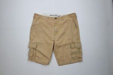 Vintage Y2K Eddie Bauer Mens 40 Faded Heavyweight Cargo Shorts Beige Cotton