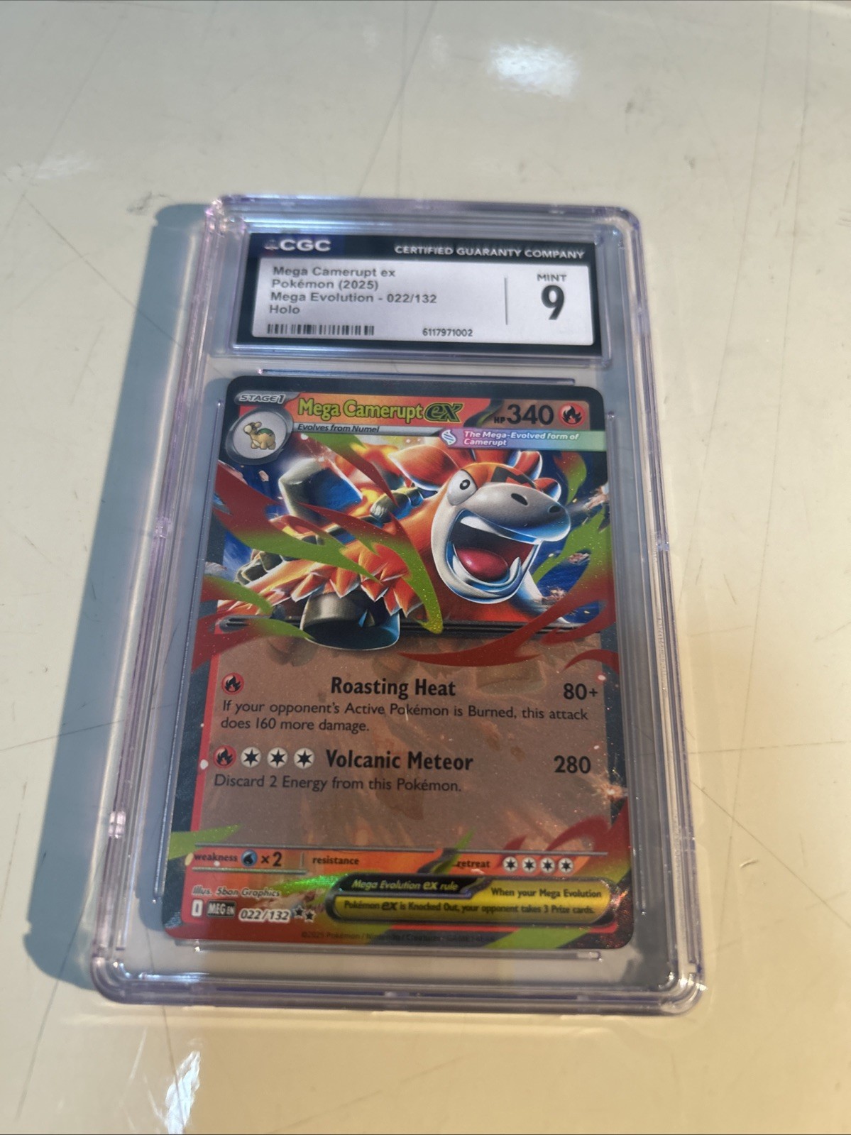 Mega Camerupt ex 022/132 Me01: Mega Evolution Double Rare Holo - CGC 9