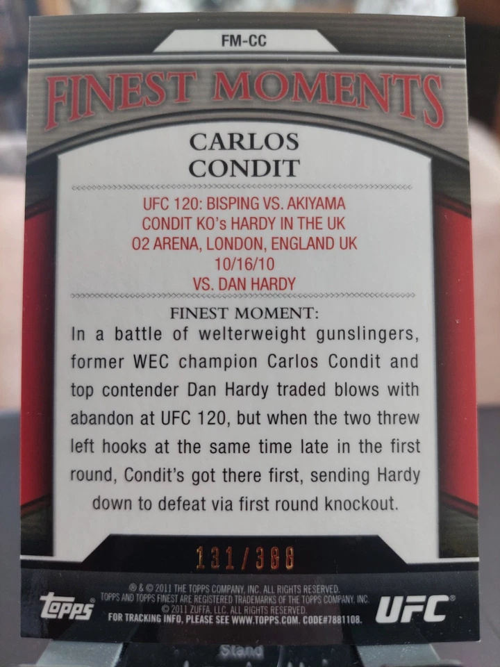 Carlos Condit #FM-CC Finest Moments 2011 Topps UFC Finest X-Refractor #131/388 - Image 2 of 2