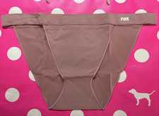 2021 Victoria Secret PINK High Leg Seamless String Bikini Panties L Dusty Pink