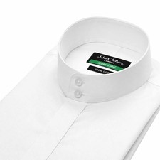 Men's Evening White Hidden Placket Grandad Shirt High Band Mao Mandarin Collar