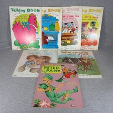 4 Vtg Lowe Merry Fairy Tale Talking Coloring Books with Records 1970s & Extras