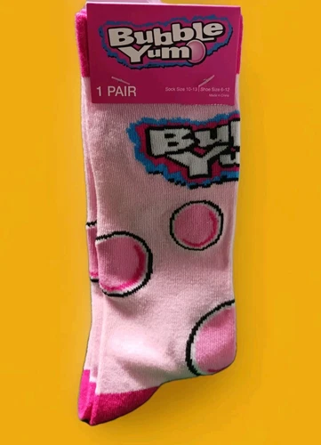 New- 1 Pair Of Bubble Yum-Pink Socks-Girls Size 10-13-Bubble Gum-Hersey - Picture 1 of 3