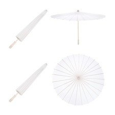 2 Pcs Paper Umbrellas ,33" Paper Parasol Umbrella for Craft,White