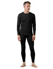 Men's Thermal Underwear Set Soft Fleece Lined Long Johns Midweight Base Layer...