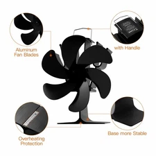 Wood Stove Fan Heat Powered Fireplace Fan, Thermal Fan Stove Accessories Home