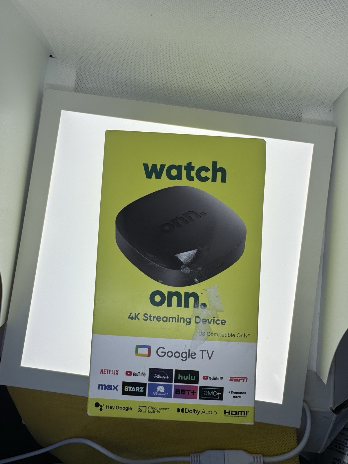 Onn 4k streaming device google tv with hdmi and chromecast