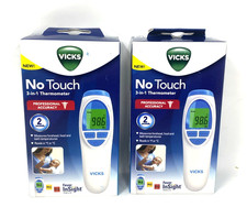 Vicks No Touch 3-in-1 Thermometers Forehead, Food, and Bath Temperatures 2 Pack
