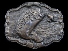 RL11104 VINTAGE 1970s LARGE MOUTH BASS FISHING COMMEMORATIVE BELT BUCKLE