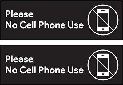 2Pcs No Cell Phone Use Sign Stickers | No Phone Zone Sign, Please Silence Your C