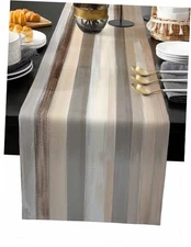 Brown Grey Table Runner 48 Inches Long for 13 x 48 in Brown Off-white Gray