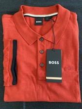 Hugo Boss PHILLIPSON Short Sleeve Cotton Polo Shirt Men Sz Large Brick