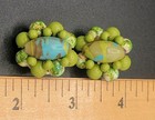 FAB VTG Hong Kong Lime Green Turquoise Beaded Cluster Clip-On Earrings  — photo 3