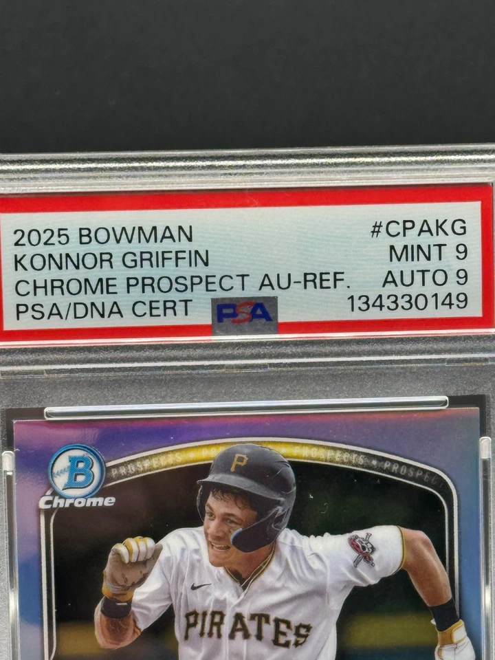 Bowman Chrome Prospects Konnor Griffin 2025 refractor automático/499 PSA 9/9 Foto 2 de 3