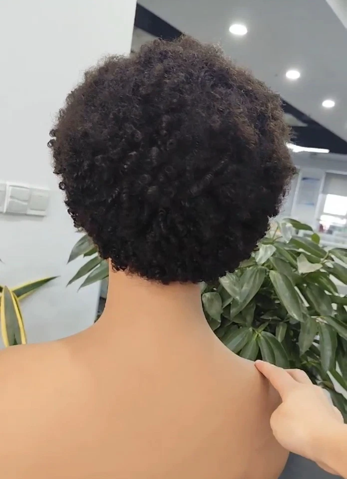 Brazilian Human Hair Afro Kinky Curly Short Bang Wig 18inches - Image 2 of 4