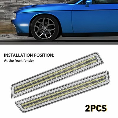 2 White LED Side Front Marker Light for 15-22 Dodge 16 Challenger 17 18 19 20 21