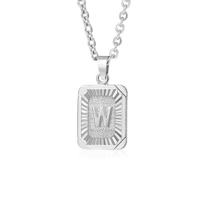 Initial Pendant Necklace 18K Gold Plated Stainless Steel Letter W Necklace Perso