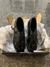 Little Kids Size 1.5 Black Shiny Tap Shoes With Lace Closure