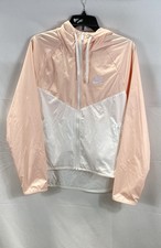 Nike Women's Pink White Windrunner Colorblock Full Zip Hooded Jacket Size S