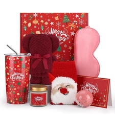 Christmas Gifts for Women 2025, 8 PCS Christmas Gift Baskets with 20 OZ Tumbler 