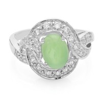 Cavill Damenring Silber 925 Chrysopras 0,49Ct WeißEr Topas Oval Ring Gr 17