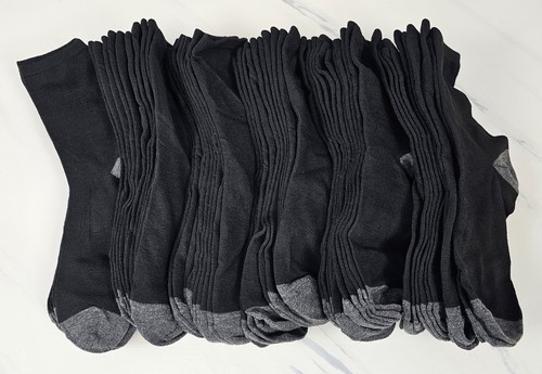30 Pair Black Socks - One Size, Grey Toe, Dress Business - Picture 4 of 6