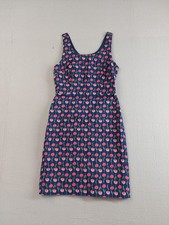 J Crew Women Sheath Dress 0 Navy Blue Floral Sleeveless Scoop Neck Zip Closure