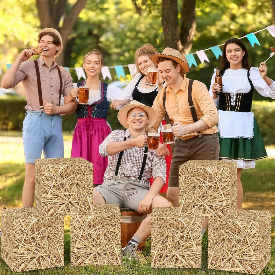 6 piezas pacas de heno para cajas de decoración vaquero occidental decoración de fiesta falsa granja heno lejos Foto 4 de 4