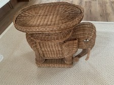 Wicker Elephants With Removeable Tray