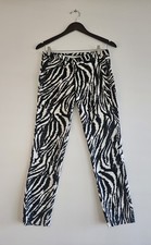 Zara Pants Women's 4 Black White Zebra Print Slim Cigarette Ankle Y2K