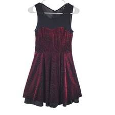 Forever 21 Velvet Burnout Mesh Fit Flare Mini Dress Sz Small Fairy Grunge Whimsi