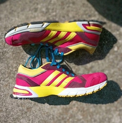 adidas Women's Marathon 10 Trainers Pink Yellow Blue 2010 Size 7.5