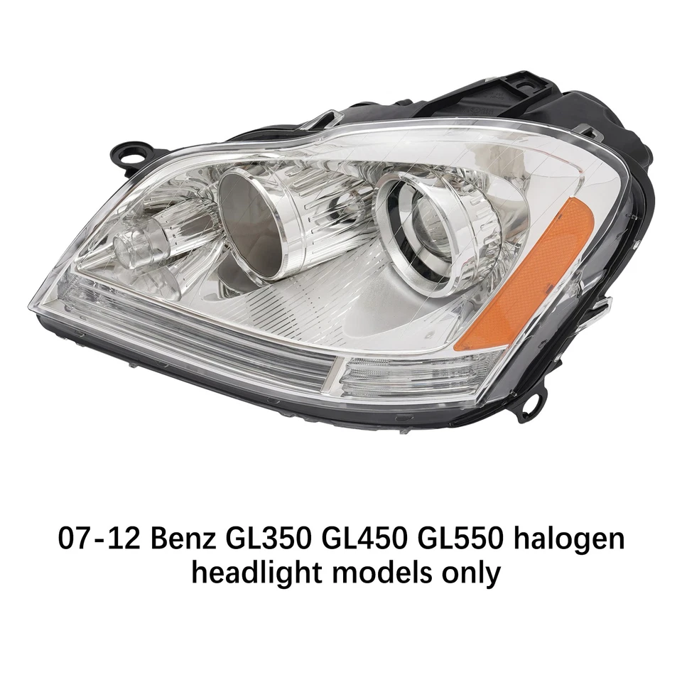 Halogen Headlights Fits 07-12 Mercedes-Benz GL350 GL450 GL550 Headlamps Pair Set Foto 3 de 4