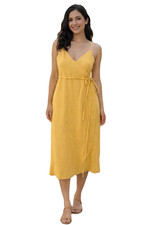 Sleeveless Cotton Gauze Wrap Midi Dress Backless Spaghetti Strap Summer Sundress