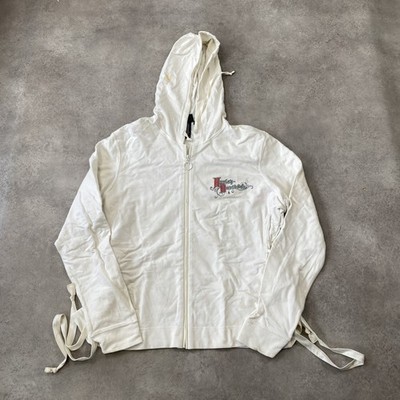 Harley Davidson Hoodie Damen XL Vintage Biker Full Zip Sweatshirt, Off White