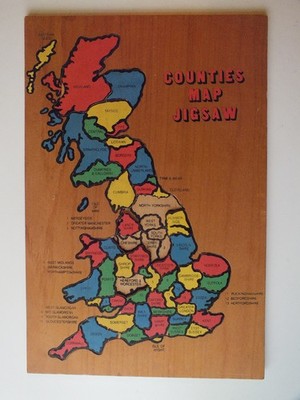 Grafschaften Karte Puzzle Holz Großbritannien Vintage Puzzle 70er Jahre fehlende Teile