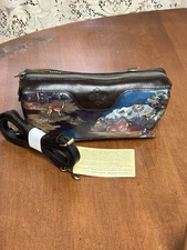 Patricia Nash Joliet Leather Crossbody Convertible Pouch-Chocolate Prairie-NEW