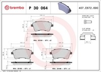 Bremsbelagsatz Scheibenbremse Prime Brembo P 30 064 FüR KIA Venga YN Hatchback