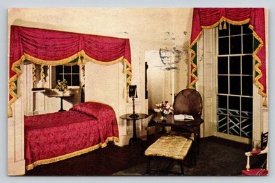 Monticello Thomas Jefferson Bedroom Alcove Bed Vintage Postcard 1949 Posted