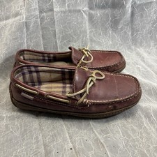 LL Bean Women  s Size 8 Moccasin Flannel Lined Burgundy Loafers