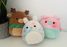 Squishmallow x 3 Ruby Reindeer Gala Griffin & Tie dye Sea Bunnie 7” 