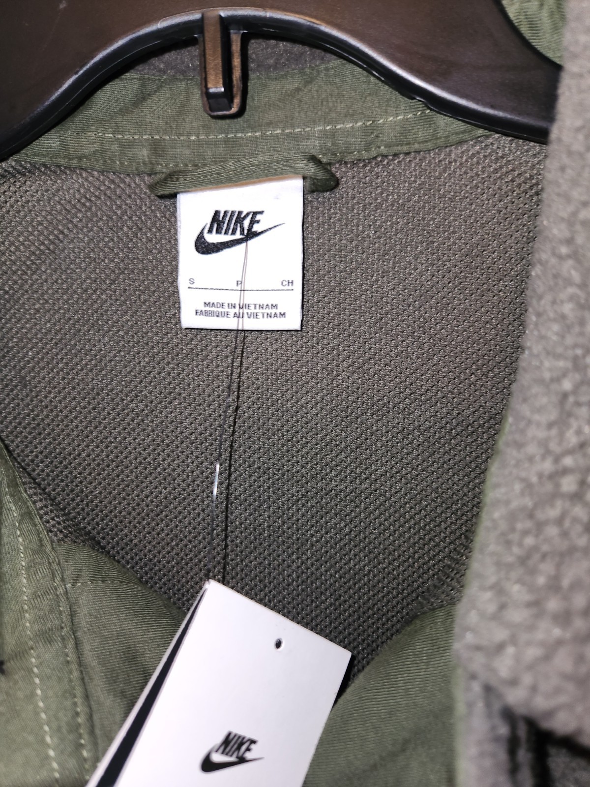 SACAI X NIKE Giacca sherpa Nike SPU Button Up Olive Utility FD4334 004 nuova con etichetta Uomo Small